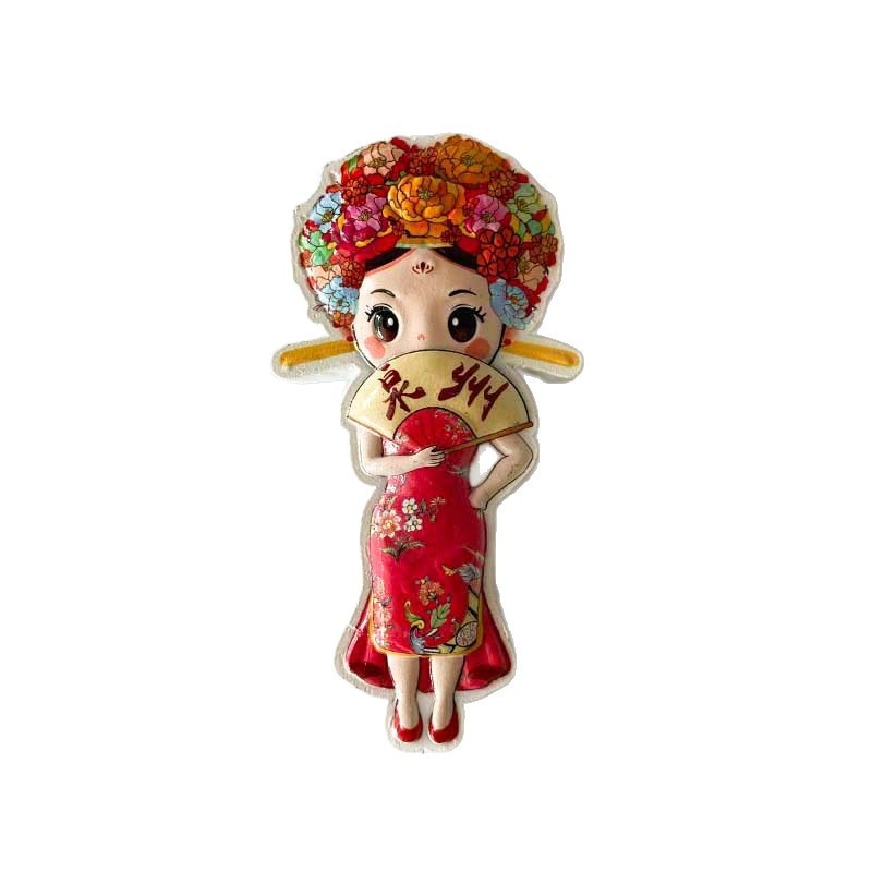 泉州簪花女冰箱贴城市旅游创意旅行文创纪念品磁吸冰箱贴|undefined