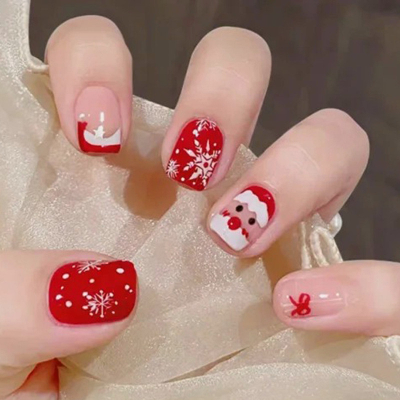 Christmas atmosphere is white and lovely Santa Elk Bow Daily 24 Wearable Nail Patch Christmas atmosphere is white and lovely Santa Elk Bow Daily 24 Wearable Nail Patch