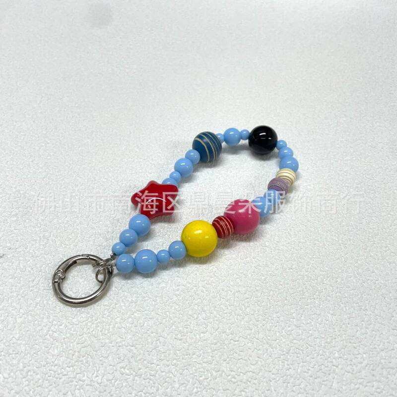 新しい韓国スタイルの携帯電話チェーンオリジナルインかわいい吊りチェーン手作りカラフルなビーズペンダントブレスレット木製ビーズストラップ|undefined