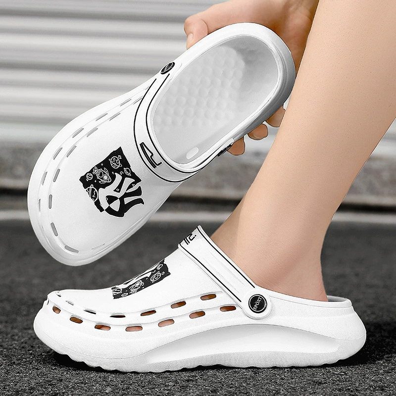 Обувь с пещерой для мужчин летом носить толстую подошвую модную пляжную обувь с принтом в помещении, противоскользящие мужские спортивные тапочки
