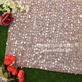 2021 网纱压皱 透明亮片满版绣 粉色女衬衫连衣裙圆片绣童装面料