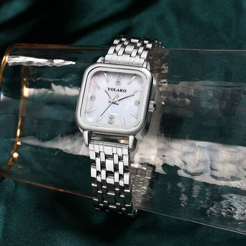 Men's Watches diamond studded fashionable new square ladies' watch female watch stainless steel strap quartz watch _voghion.com