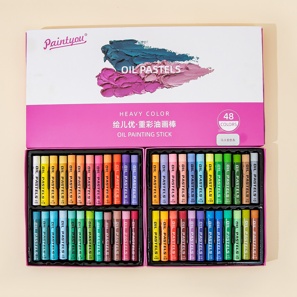 XiaoHongshu mismo estilo de color pesado de pintura al óleo suave palo super suave palo de color pesado pintura de niños palo colorido palo de pintura de jardín de infantes