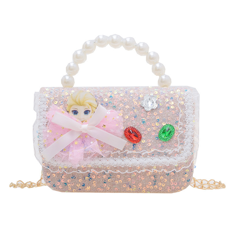 Nuevo bolso infantil bolso de moda de perlas bolso de hombro casual chaqueta de chicas bolso de cadena diagonal