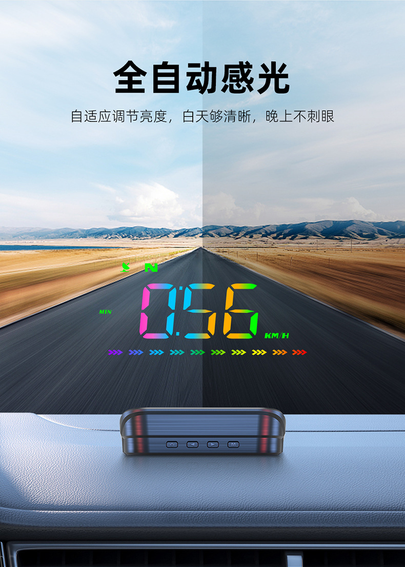 Luyang Intelligent Car Hud Head-Up Display Gps Universal Driving Computer Multi-Function Simple New Model M23 Color