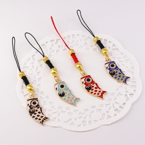 Lucky cartoon lucky cat koi good luck mobile phone sling pendant get rich U disk anti-lost bag pendant