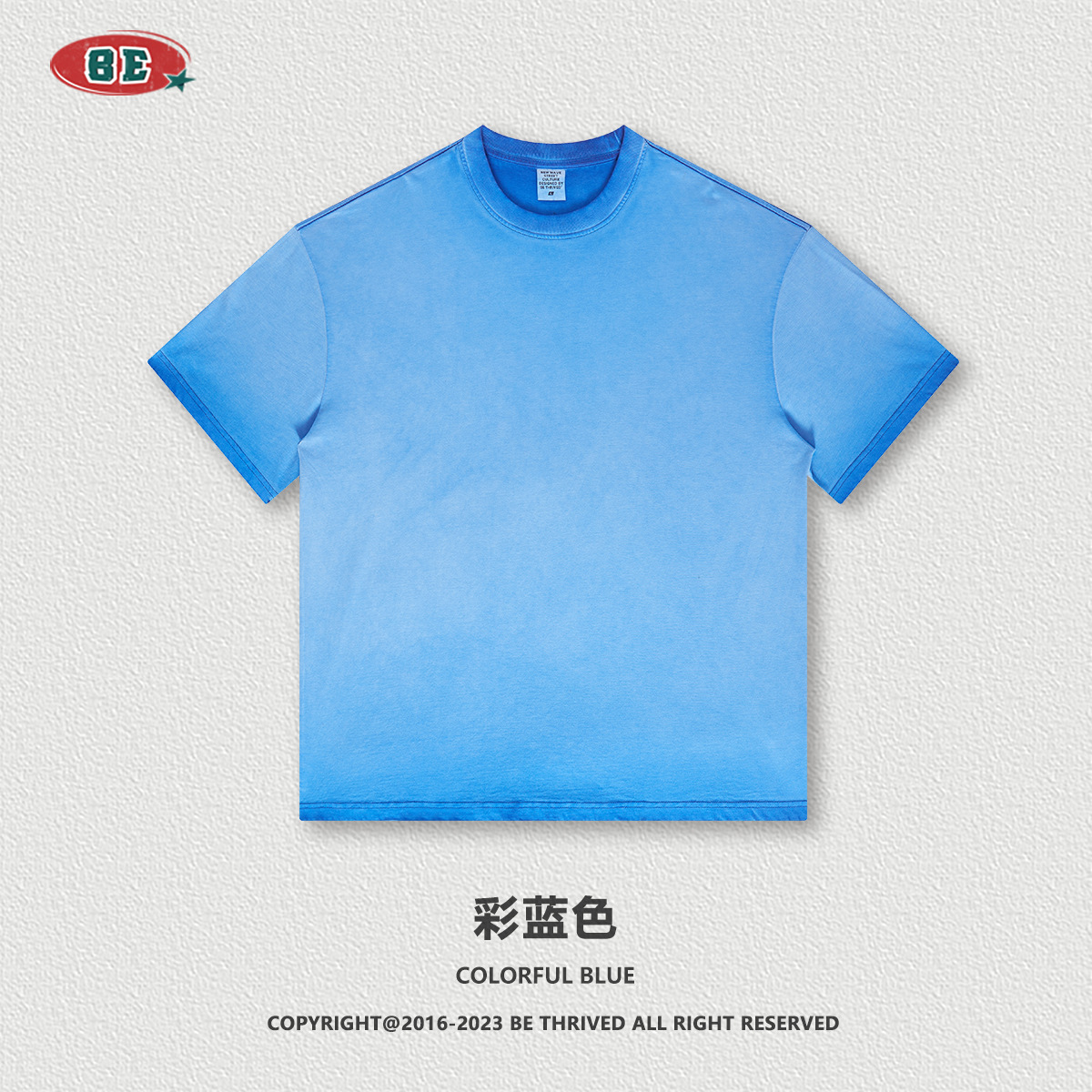 BE ropa de hombre American retro dopamina cuello redondo algodón de manga corta marca de moda juvenil lavado degradado ropa de manga corta hombres