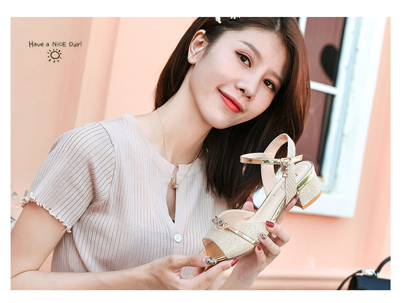 Sandal da thật nữ mũi hở gót thô đế mềm thời trang 2025 — LJ 8089 màu đen, LJ 6702 Màu đen, LJ 6700 màu đen, LJ 6702 Màu be chi tiết 4