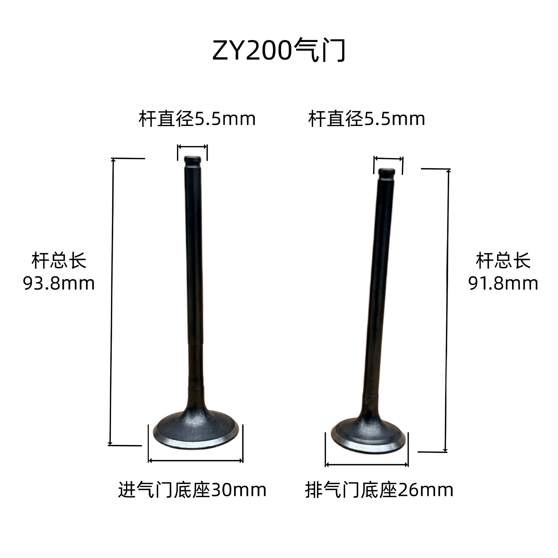 Zongshen ZY200 engine parts, Sekoron RX1 RX1S Italika V200 ZS167FML intake and exhaust valves