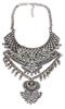 Retro silver metal necklace with tassels, European style, punk style, wholesale