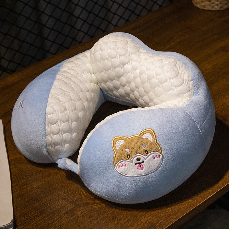 Hielo Doudou almohada en forma de U cuello almohada avión cuello columna cervical reposacabezas adulto cuello almohada estudiante conveniente almohada en forma de U