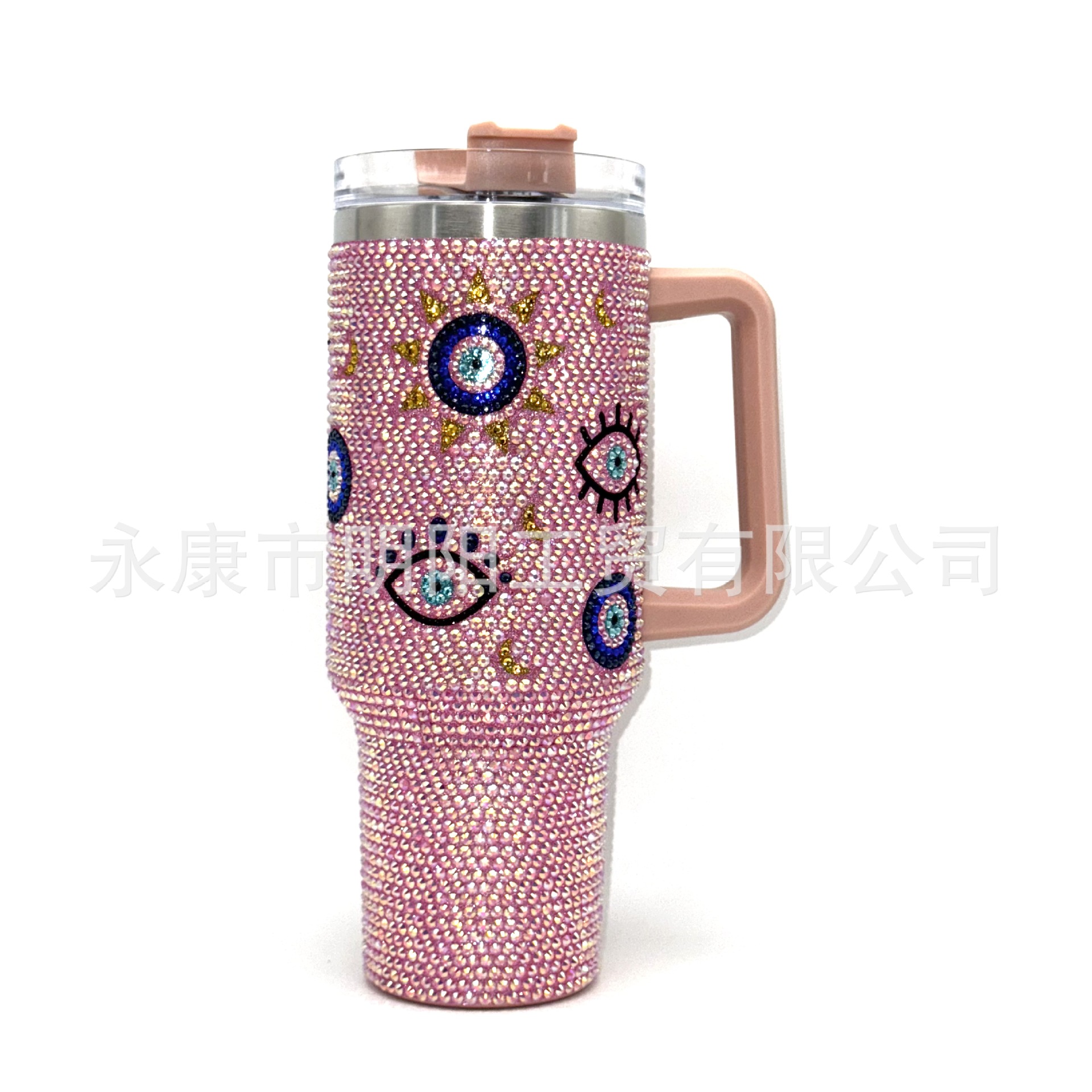 Taladro pegado nuevo mango transfronterizo de 40oz taza de coche con mango taza de hielo de gran capacidad taza de paja de vacío agua de coche