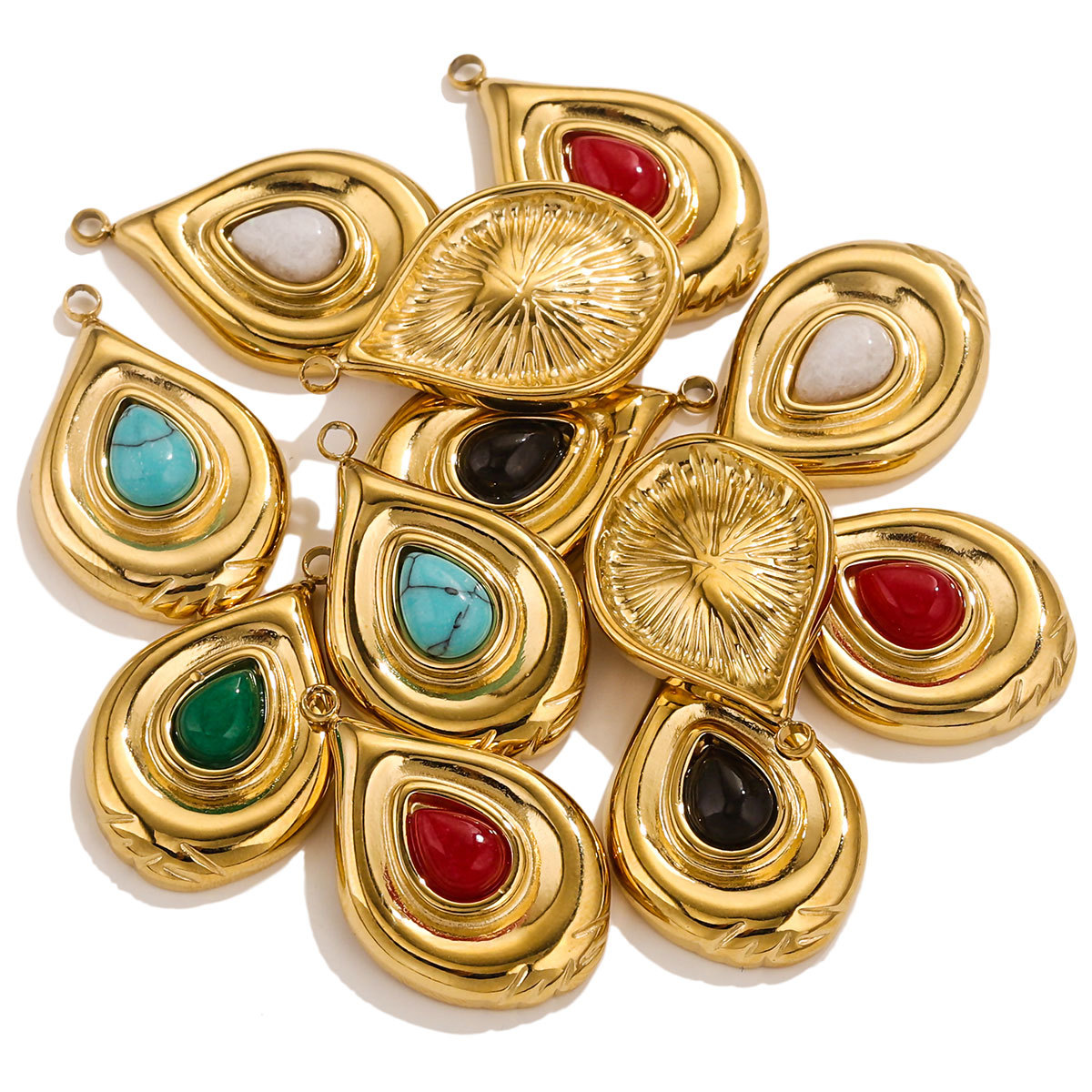 Acero inoxidable gota de agua Europa y América accesorios colgante de piedra natural DIY collar pendientes accesorios transfronterizos al por mayor