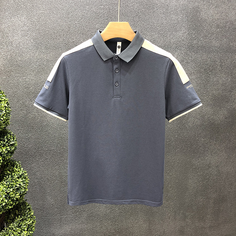 Camisa de polo de verano súper guapo Camiseta de cuello de color de contraste de marca de moda de manga corta para hombres 2023 nueva camiseta de gama alta para hombres