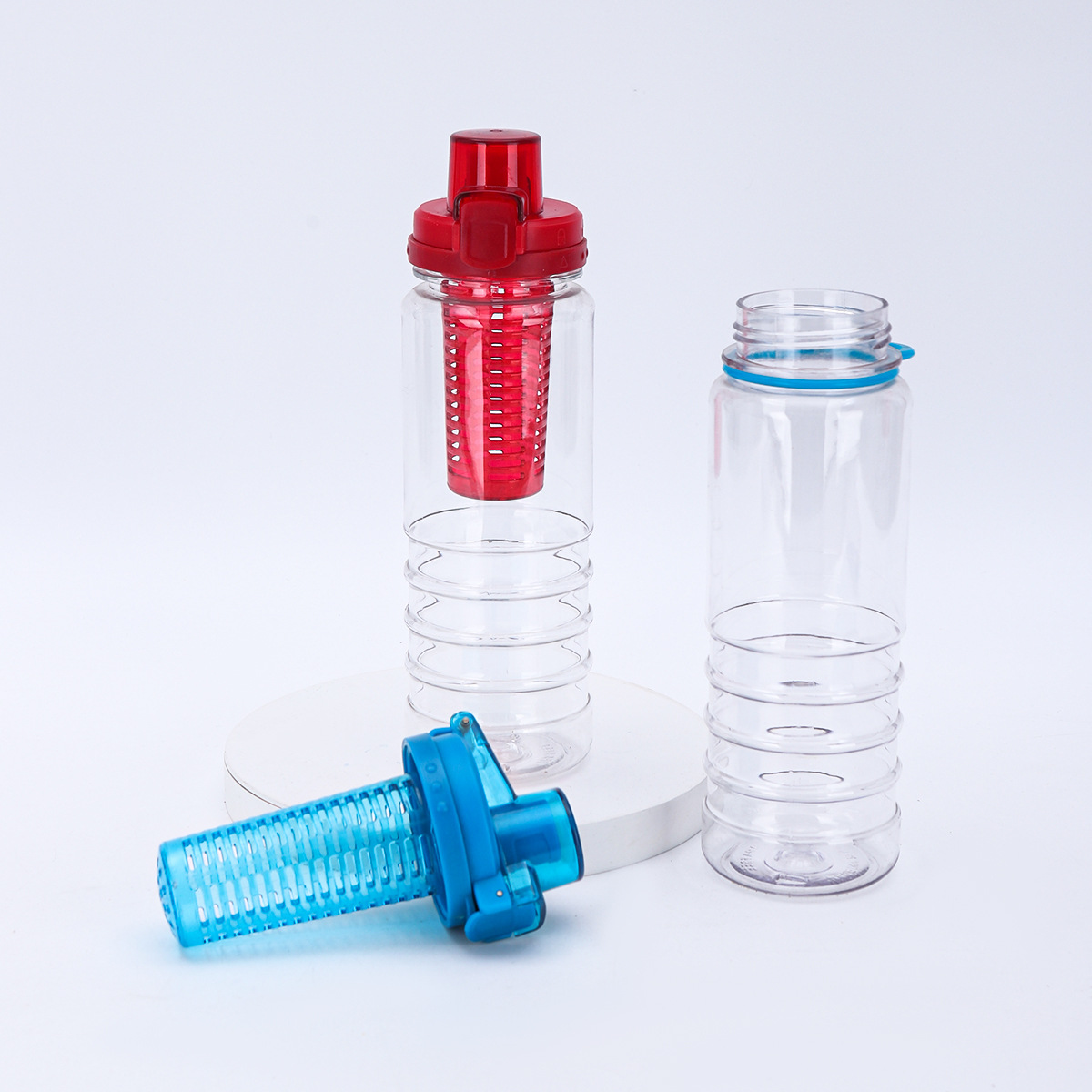 Nuevo deportivo taza de fruta de plástico de gran capacidad con tanque de fruta taza espacial de plástico transparente tapa rebote taza de agua recta