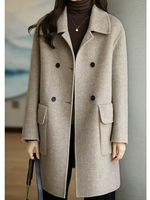 Шерстяной пальто демисезонное, женское mid-length свободный крой, корейский/Chanel стиль, утолщённый
