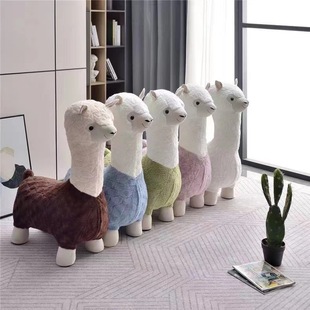 Плюшевая детская альпака для спальни, мультяшная геометрическая кукла с животными из натурального дерева, кресло, популярно в интернете