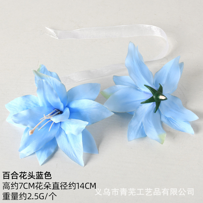 Simulación de flores azules DIY accesorios de cabeza de flores material de boda flor de flor flor flor de flor flor flor de pecho de flor de cabeza pared en el viento