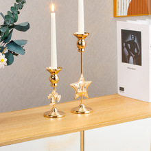 创意新款圣诞烛台桌面布置圣诞节氛围道具金属摆件配件用品工艺品