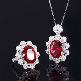 庄生生 Jewelry S925 Tongyin Silver Hot Sale of Pigeon Blood Ringling Ringing Ring Dadan 13*16