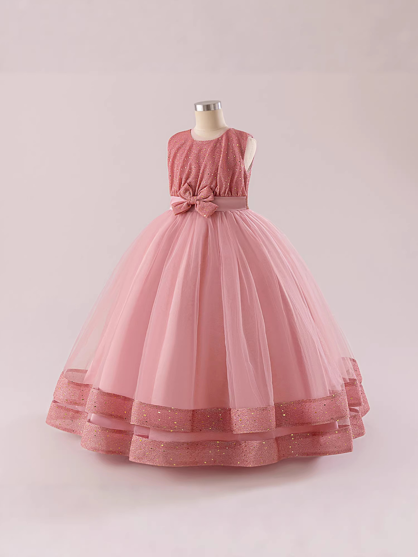 Nuevo vestido de princesa para niños grandes, vestido de actuación en el escenario para niñas, falda de malla sin mangas, falda de tutú de diamantes, kidsdress
