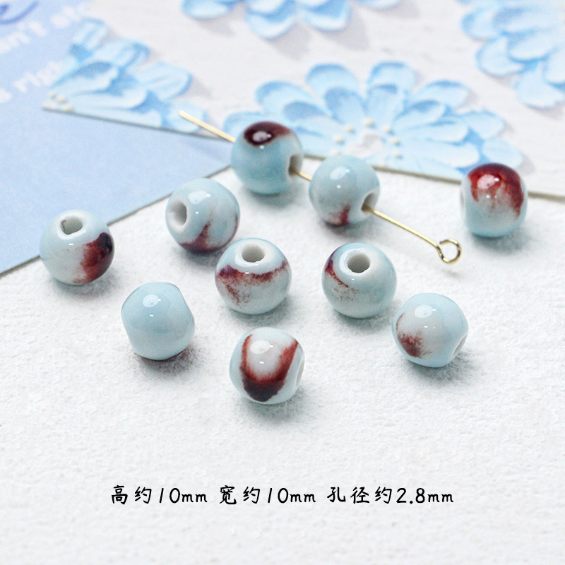 【小清新系】日系セラミックブルーシリーズ散珠DIY手作りビーズネックレスブレスレット隔珠材料|undefined