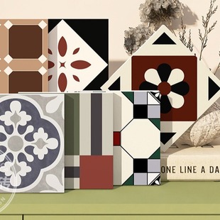 Southeast Asian style retro small tile 200x200 geometric color matching background wall tile B & B bathroom balcony tile