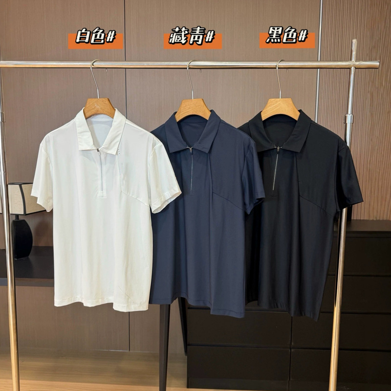 050908 Spring New Style Unisex Versatile Outdoor Sports Casual Loose Fit Polo Short with Half-Zip Collar