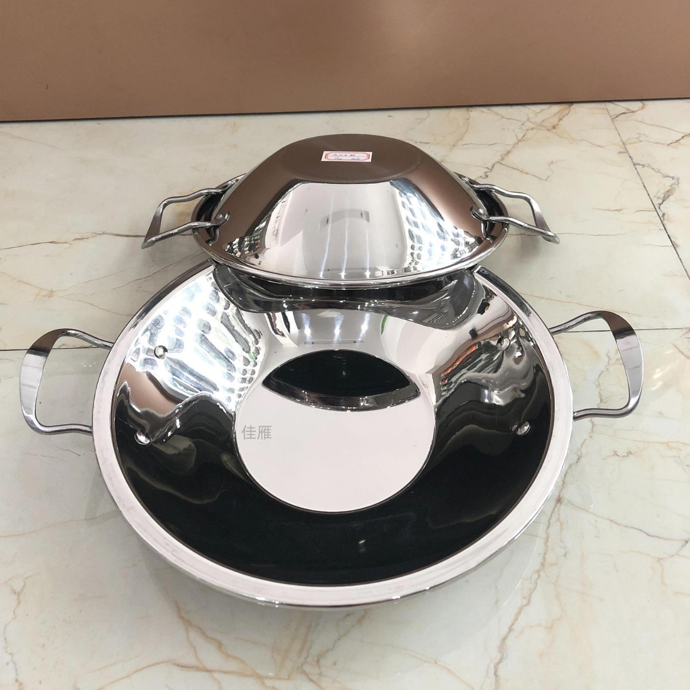 Stainless Steel Reverse Edge Dry Pot, Extra Thick Bar Tripod, Anti-Spill Flats Bottom Alcohol Stove Pot, Restaurant Hotel Non-Magnetic Small Hot Pot