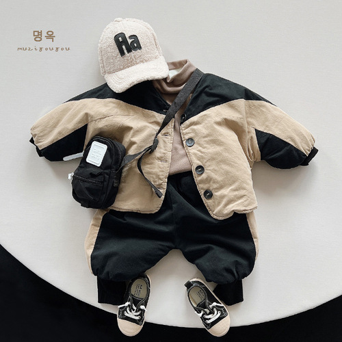 Knock on style ~ Children's cotton-padded jacket 024 new winter style Korean style forest-style retro cardigan cotton-padded jacket for boys and girls