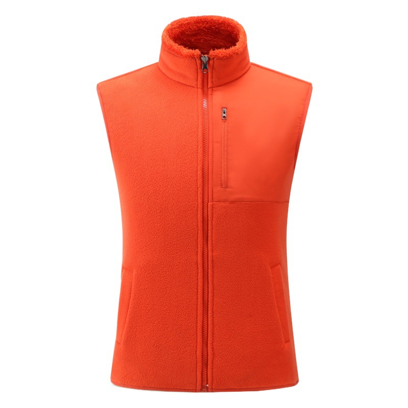 Chaleco polar reversible y grueso para otoño e invierno, chaleco de trabajo polar para hombre para exteriores con impresión de logotipo personalizado