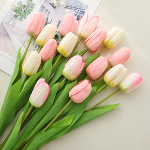 ✅ Tulip Flower Fake Flower Wet Living Room Light Luxury Indoor Dining Table Decoration Bouquet Decoration