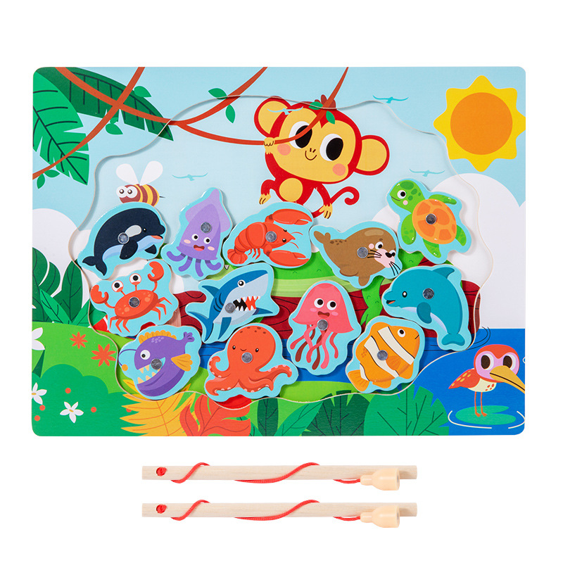 Juegos de pesca magnética divertidos juguetes multi-estilo tema marino para bebés puzzle educación temprana iluminación cognitiva