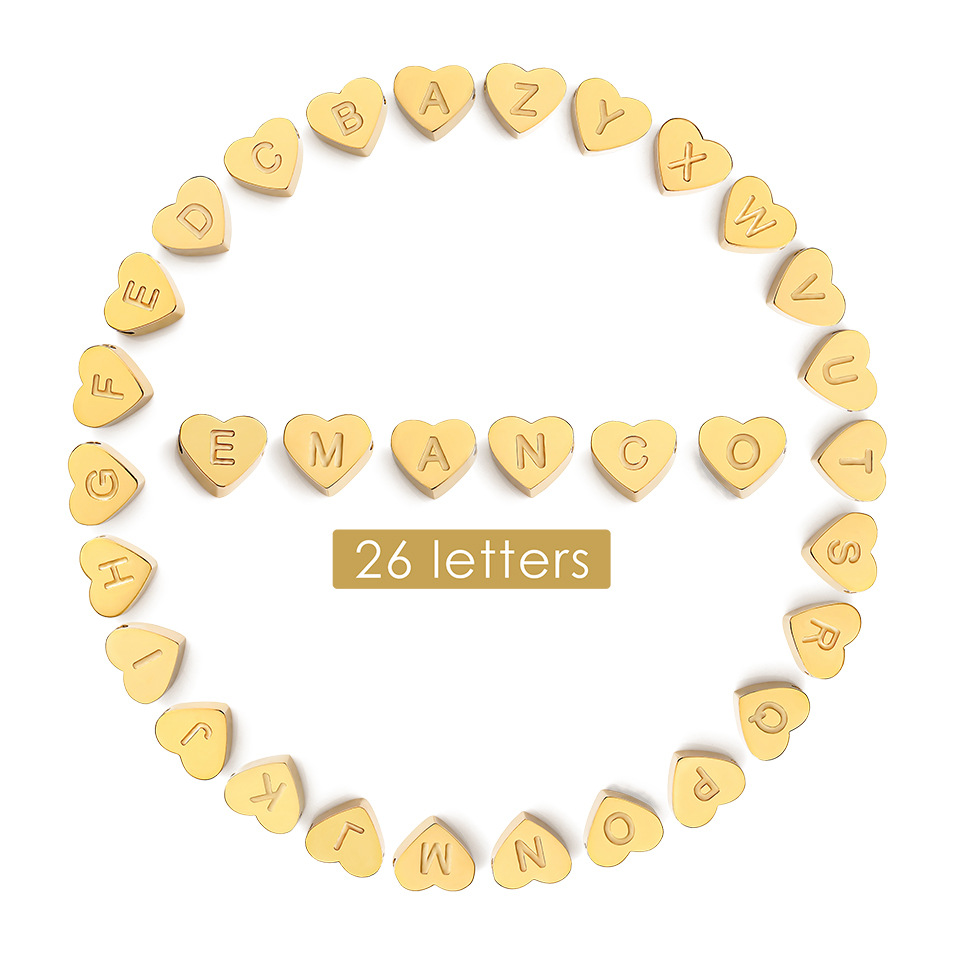 14K Real Gold Plated Plating Material 1 Piece Stainless Steel PVD Coated Real Gold Plated Letter Pendant DIY Jewelry Accessories