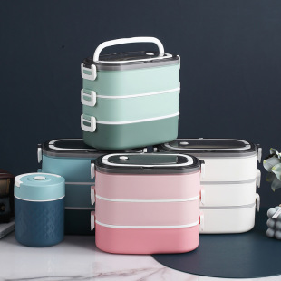 Multi-layer lunch box stainless steel sealed leak-proof microwave oven heating convenient handle lunch box factory wholesale