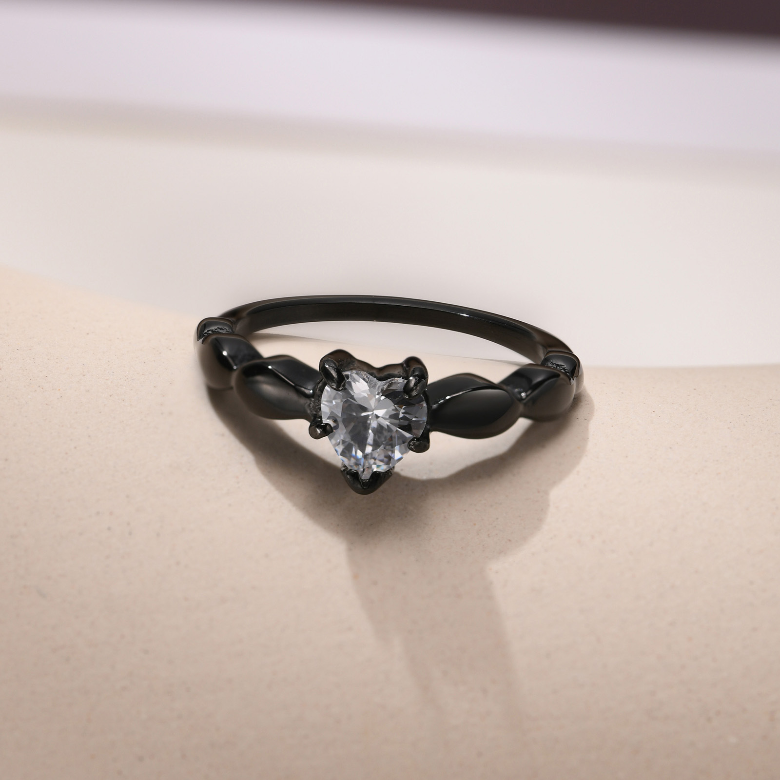 Simple Style Heart Shape Stainless Steel Rings Inlay Zircon Stainless Steel Rings display picture 28