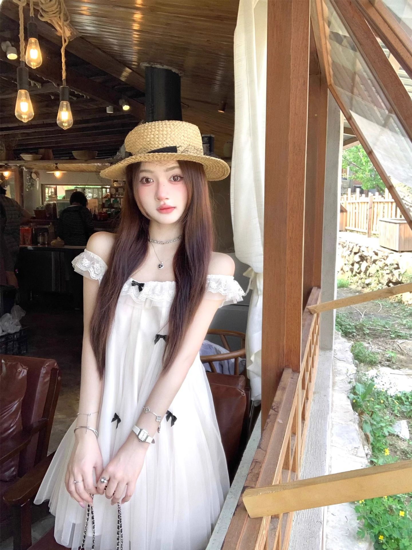 仙气薄纱公主娃娃裙小个子连衣裙法式甜美蝴蝶结飞飞袖设计感新款