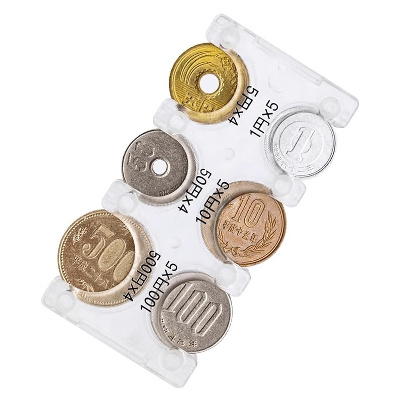 日本の硬貨は小銭を挟みます。PVC透明収納バッグは携帯します。|undefined