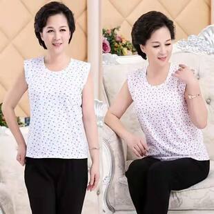 Older mother vest sleeveless thin old lady mother-in-law large size sweatshirt summer cotton women loose grandma underwear