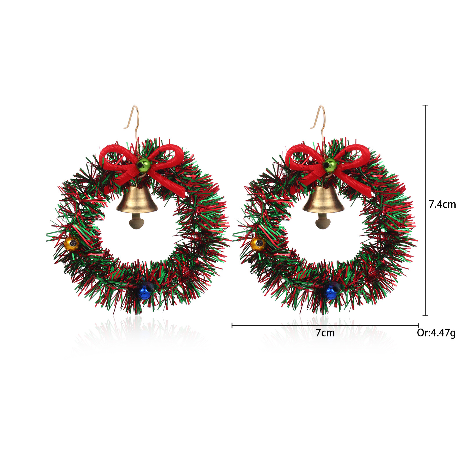 6. Red and green grass ring earrings