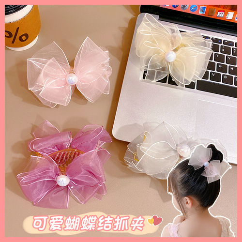 Children's hairpin headdress sweet princess baby bow ball head fixed artifact grabber hairpin girls hair accessories