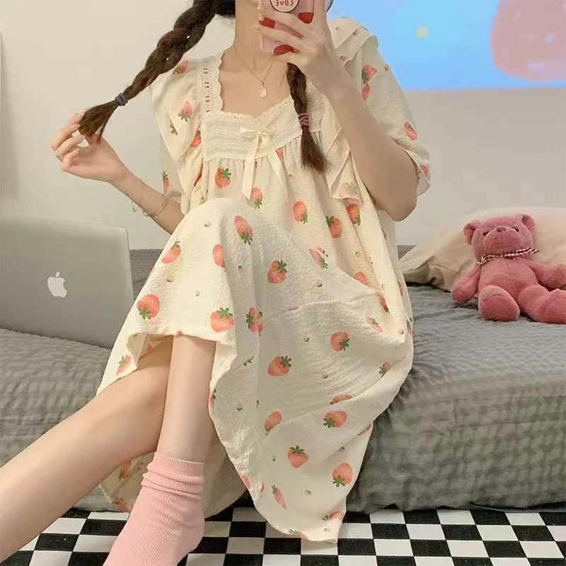 尾单地摊杂款混批夏季睡衣女士短袖睡裙可爱牛奶丝家居服可外穿秋