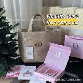 跨境VIPGIFT100%彩妆赠品圣诞星星手提菜篮子含唇膏腮红三件套女