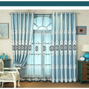 Blackout Curtains for Floor-To-Ceiling Windows, European-Style Embroidered Finished Curtains for Bedroom, Living Room, Balcony, Bay Window, Sheer Curtains, Dropshipping Independent Station
