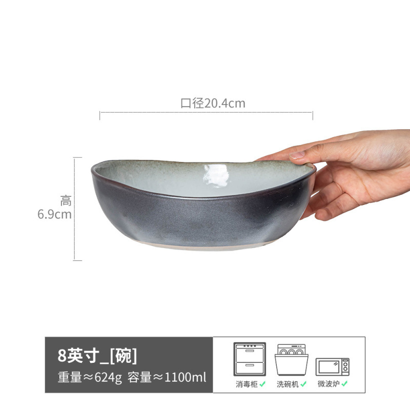 Tazón de lingote Tazón de sopa de cerámica creativa Tazón de arroz para el hogar Tazón de ensalada retro Vajilla al por mayor Tazón de estilo retro Tazón de fideos de estilo japonés