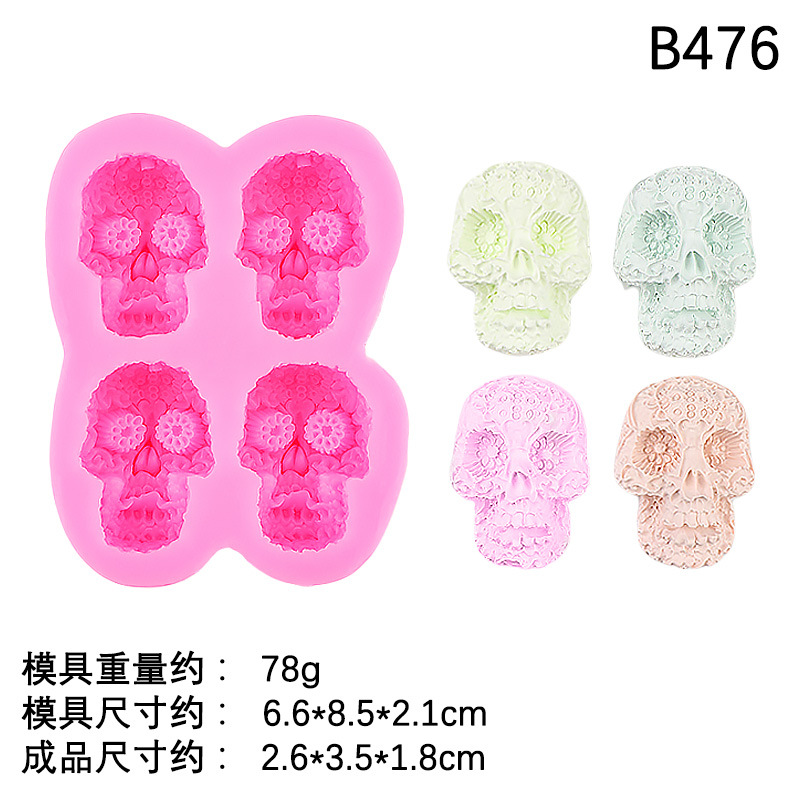 Halloween Calavera Calavera Calavera Calabaza Molde de silicona Chocolate Funda de caramelo Molde de decoración de yeso de aromaterapia