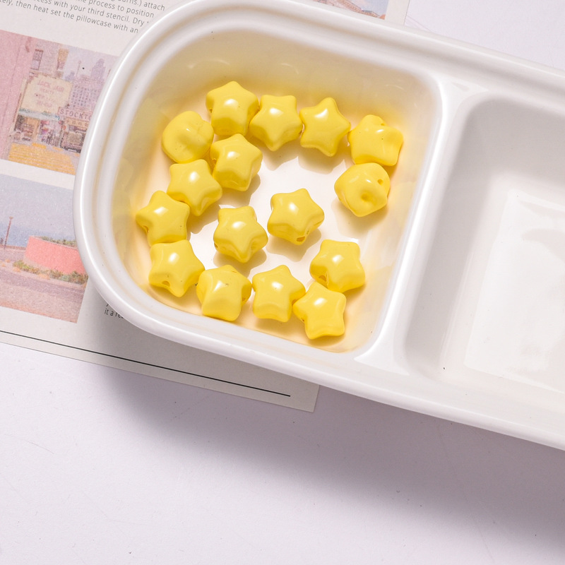 亚克力马卡龙烤漆胖嘟嘟小号五角星散珠DIY手机链串珠饰品配件|undefined