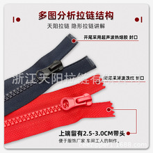 批发5号10号树脂帐篷拉链 开尾 粗齿/细齿硬料羽绒服工作服外套拉