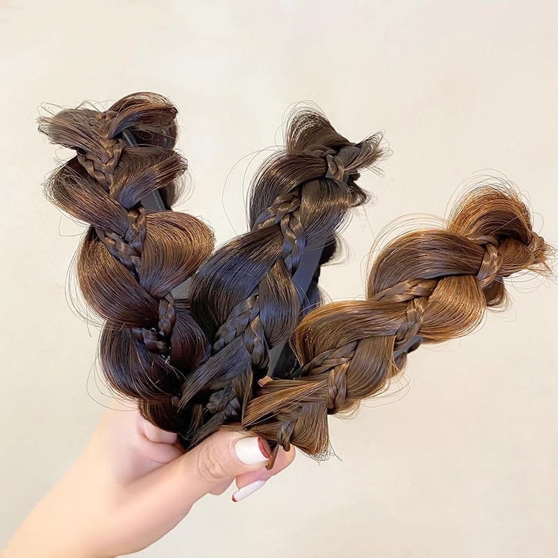 Peluca de la banda de pelo de la trenza de la Calavera alta Volumen de pelo de simulación pelo trenzado hecho a mano banda de pelo