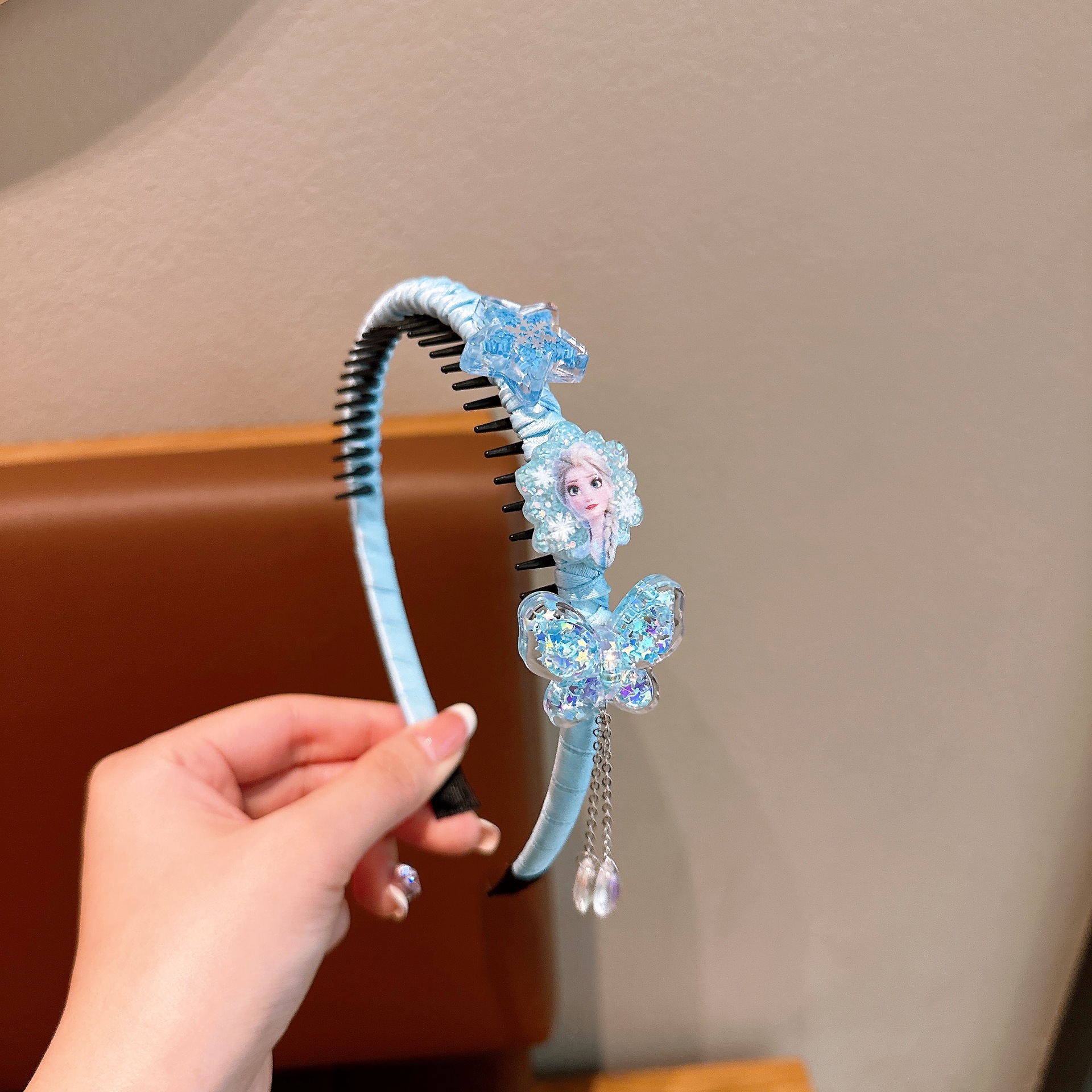 Niños Aisha princesa banda de cabello de niña hielo y nieve con dientes antideslizante banda de cabello acrílico coreano clip de cabello